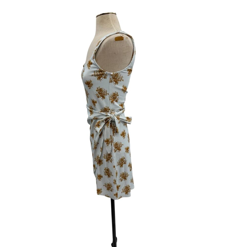 Aritzia Wilfred Saturn Mini Wrap Dress Snowmelt Blue Maplewood Floral NWT Size M - Picture 8 of 13